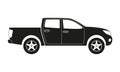 Pickup truck icon. Side view. Pick-up car or vehicle silhouette. Vector illustration